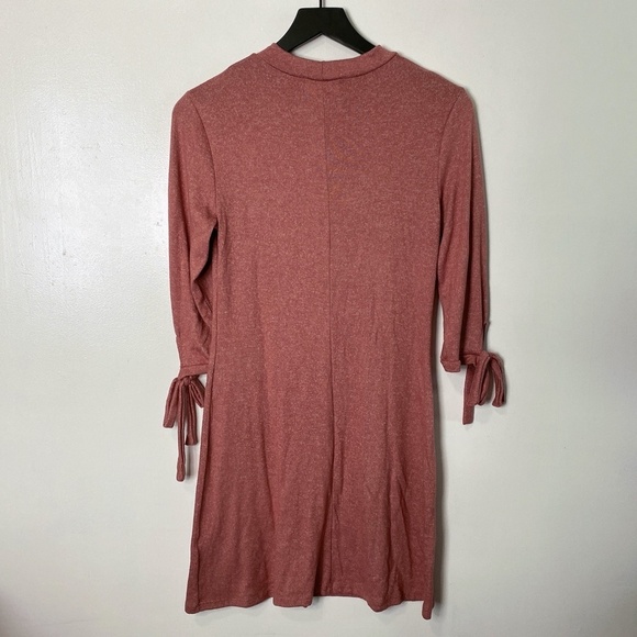 Lulu's Tie a Little Love Washed Mauve Pink Tie-Sleeve Knit Swing Dress - Picture 8 of 9